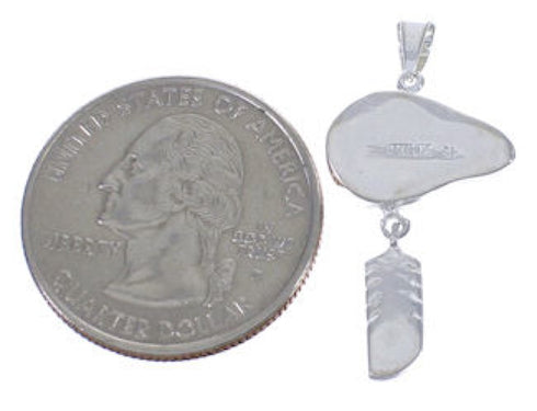 Opal Sterling Silver Bear And Feather Southwest Pendant PX42483